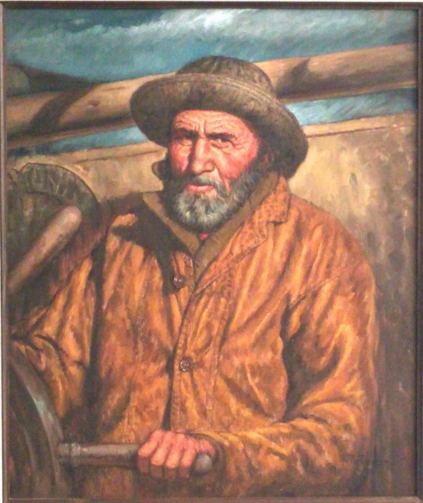 "Manning The Tiller" Original Oil/Canvas by Kenneth M. Freeman