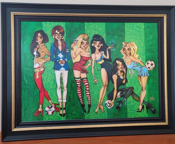 "Tattooing Footballs" PP Hand Embellished Giclee on Canvas by Todd White