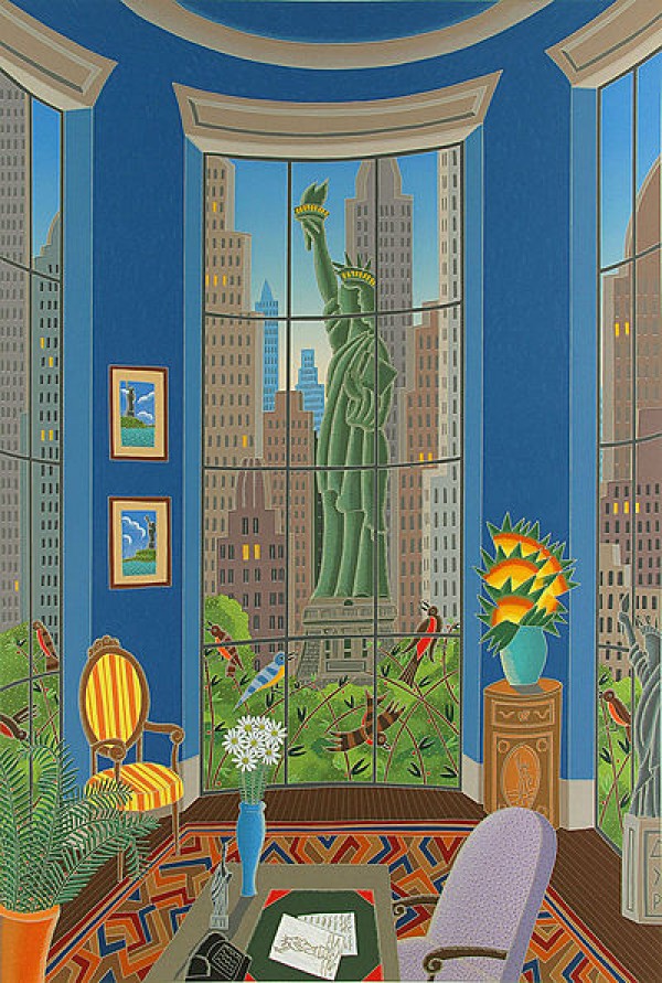 "Seven Statues" Serigraph on Paper by Thomas McKnight