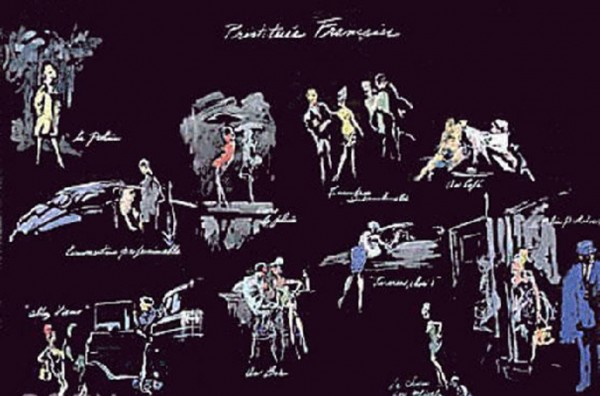 "Prostituees Francaise (La Nuit de Paris)" Lithograph by LeRoy Neiman 