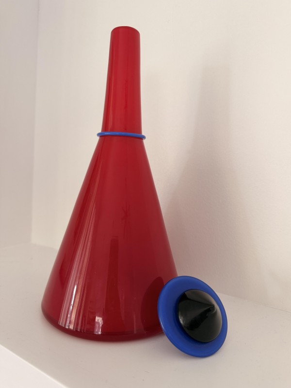"Murano Hand-Blown Red/Black Decanter"