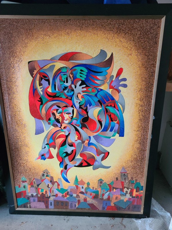 Anatole Krasnyansky bluebird limited edition serigraph on canvas