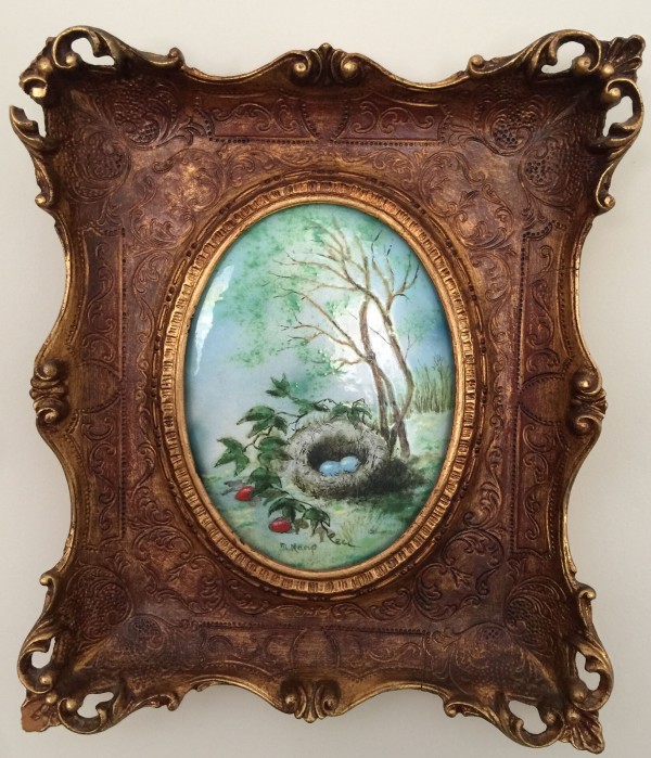 "Bird's Nest" Original Enamel on Copper by Max Karp