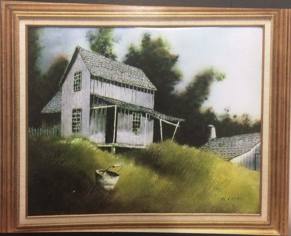 "House on the Hill" Original Enamel on Copper by Max Karp