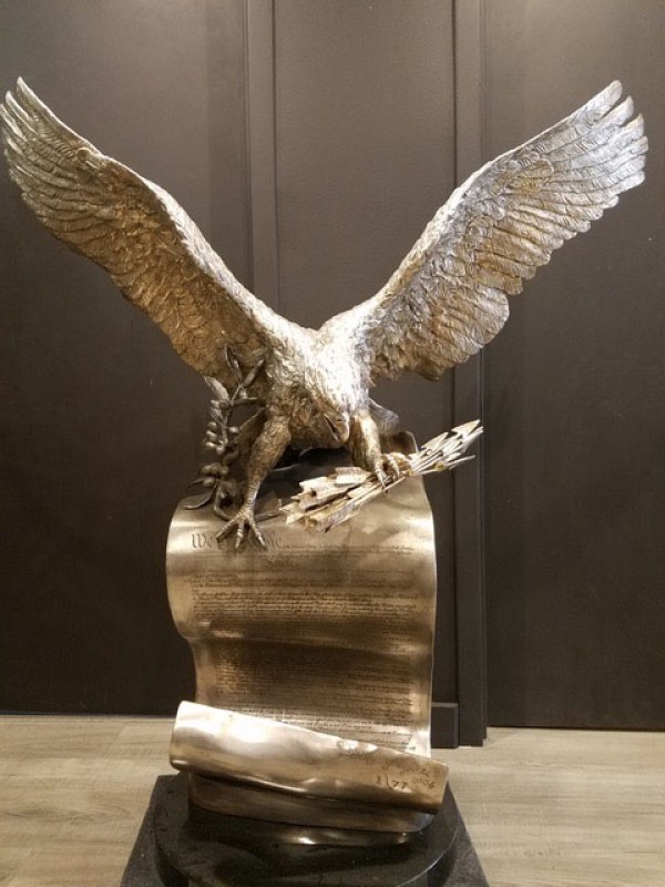 "The American Patriot" Bronze and Silver Sculpture by Lorenzo Ghiglieri