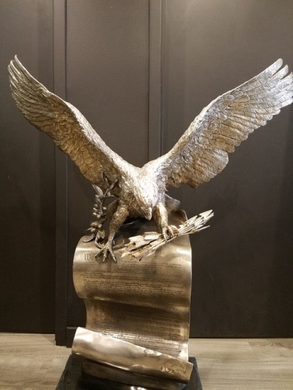 "The American Patriot" Bronze and Silver Sculpture by Lorenzo Ghiglieri