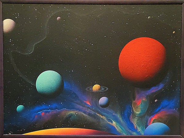 "Red Ribbon" Original Mixed Media on Glass by Dave Archer