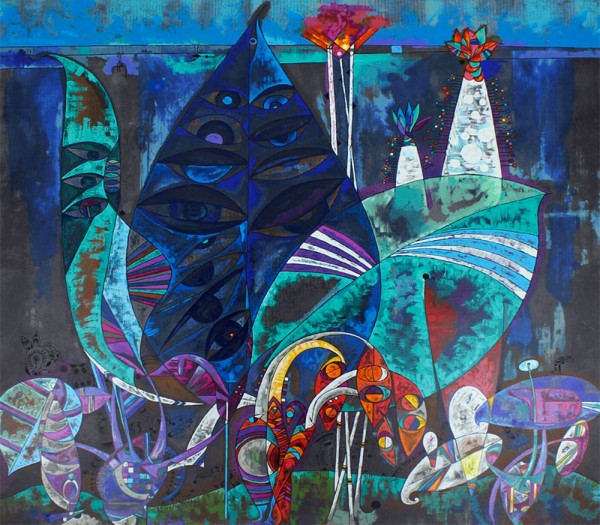 "Eyes of the Jungle" Deluxe Serigraph on Rice Paper by Lu Hong