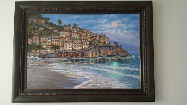 "Starry Night" Framed, Hand-Embellished Print on Canvas by Sam Park