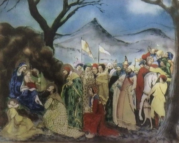 "The Nativity" Original Enamel on Copper by Max Karp