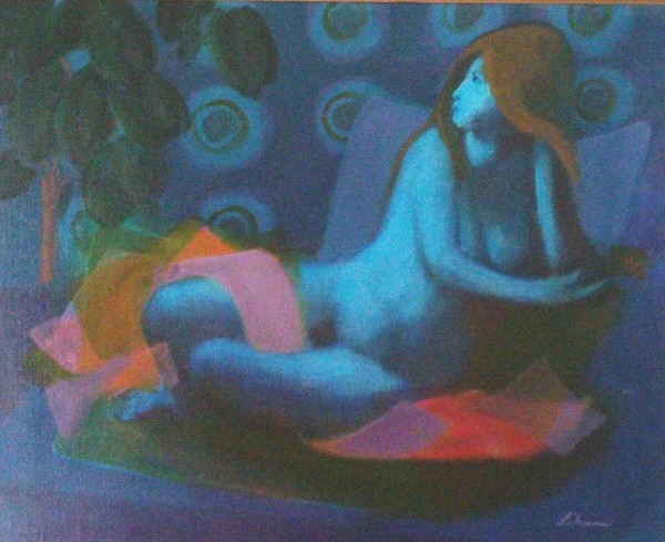 "Model In Stable" Original Acrylic/Canvas by Gustav Likan