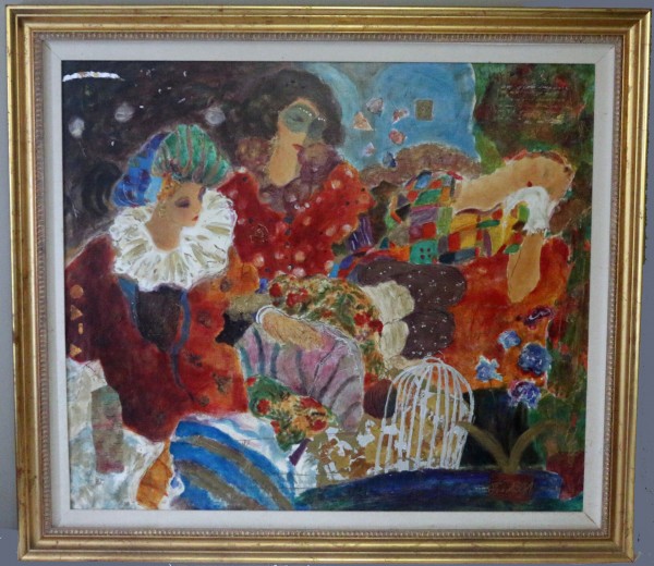"Bal Masque" Serigraph on Canvas by Roy Fairchild-Woodard
