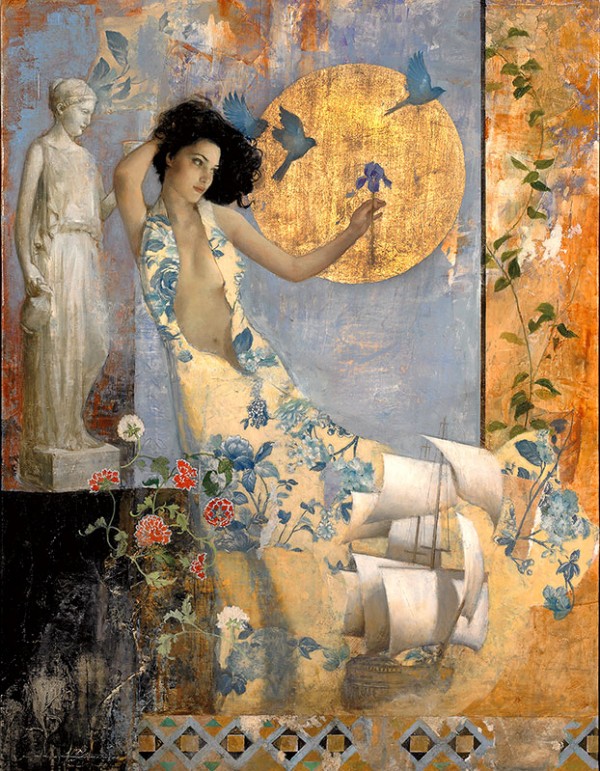 "Le Vent Dans Les Voiles" Digital Print with Hand-Made Serigraph Texture Plates by Francois Fressinier