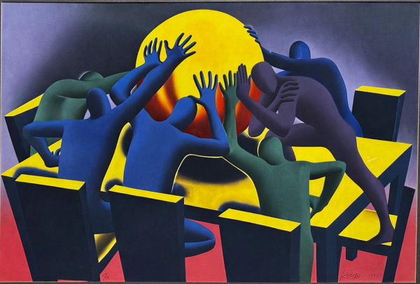 Earth Inc. II (1990) serigraph by Mark Kostabi