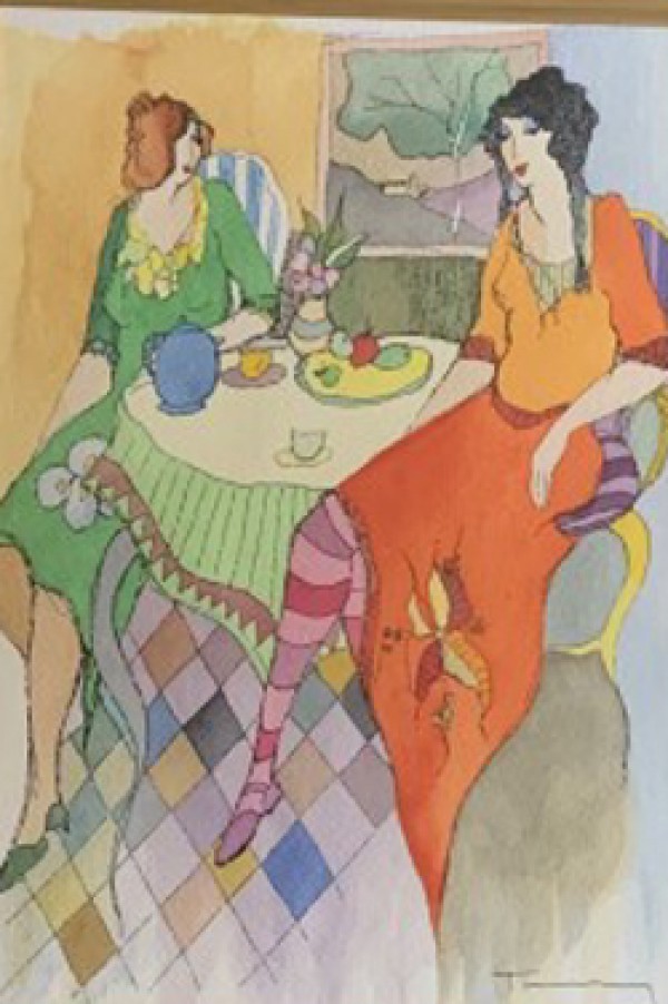 "True Friends #20" a unique mixed media signed and numbered by Itzchak Tarkay