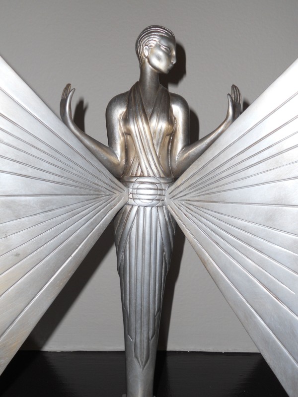 "Le Flambeau" Bronze Candlestick with Patina by Erte