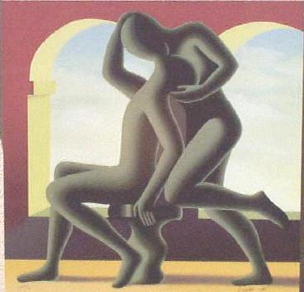 The Kiss serigraph by Mark Kostabi
