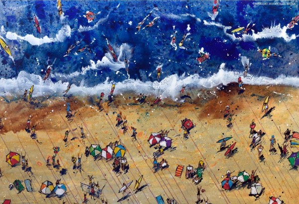 Summer Original Hand-Worked Mixed Media on Aluminum by Michael Bryan