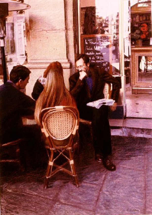 "Sidewalk Cafe" Pastel/Giclee on Rag Paper by Adrian Deckbar