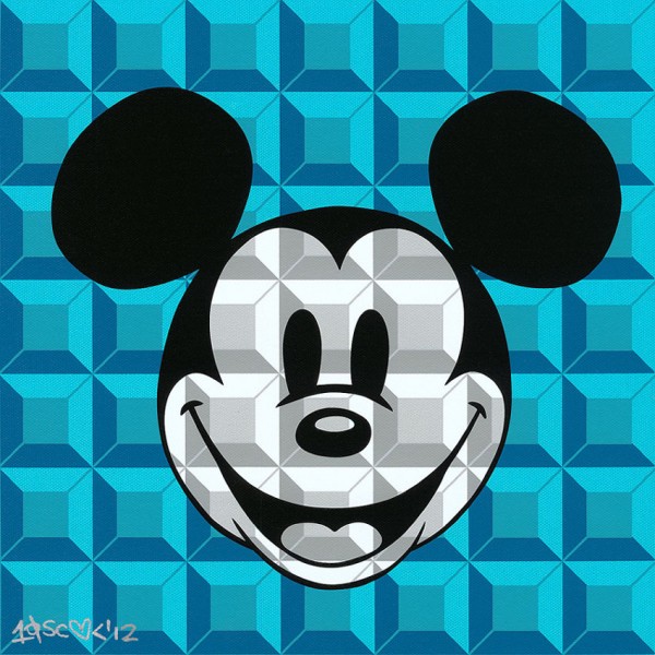 "8 Bit Block, Mickey in Aqua" Giclee/Canvas by Tennessee Loveless