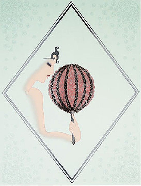 "Rose Fan" Estate-Signed Embossed Serigraph With Foil Stamping by Erte