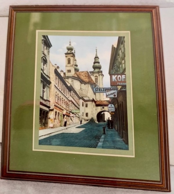 "Street Scene with Arch" Watercolor by Richard Pokorny