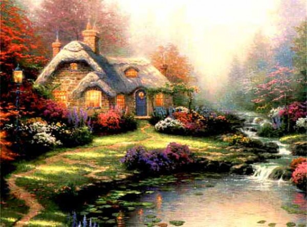 "Everett's Cottage" Serigraph/Canvas by Thomas Kinkade