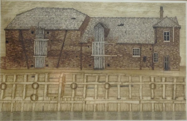 "Waterfront, Kings Lynn" Color Aquatint with Etching by Valerie Thornton