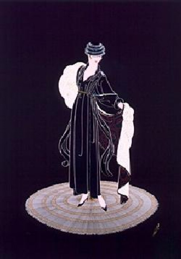 Winter in Paris Embossed Serigraph with Foil Stamping by Erte