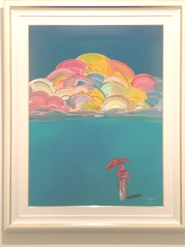 "Umbrella Man with Rainbow Sky" 1991 lithograph by Peter Max