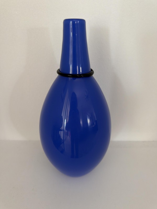 "Murano Hand-Blown Blue Decanter with Red Stopper" by Lino Tagliapietra and Marina Angelin