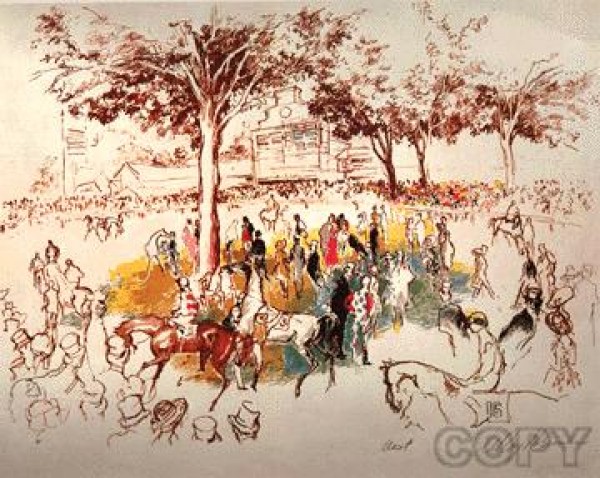 "Ascot Paddock"serigraph by Leroy Neiman