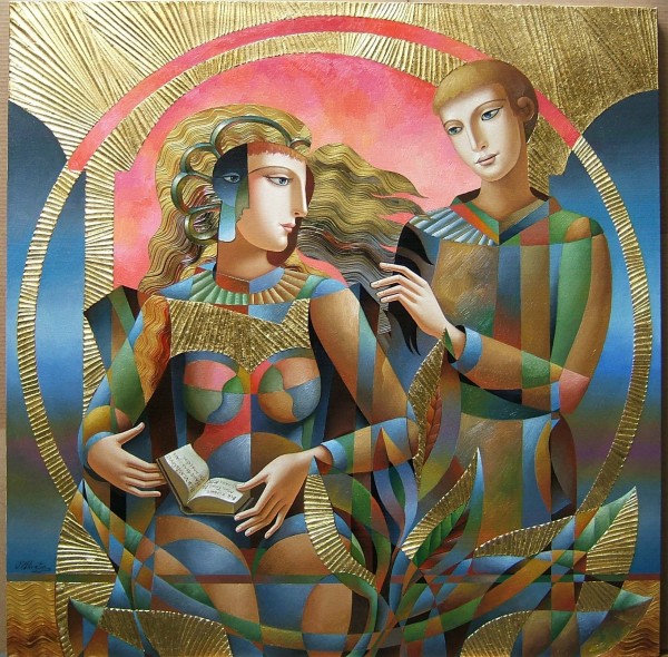 "Their Book" Original Mixed Media on Canvas by Oleg Zhivetin