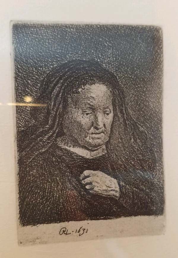 "The Artist's Mother with her Hand on her Chest": Small Bust Etching by Rembrandt