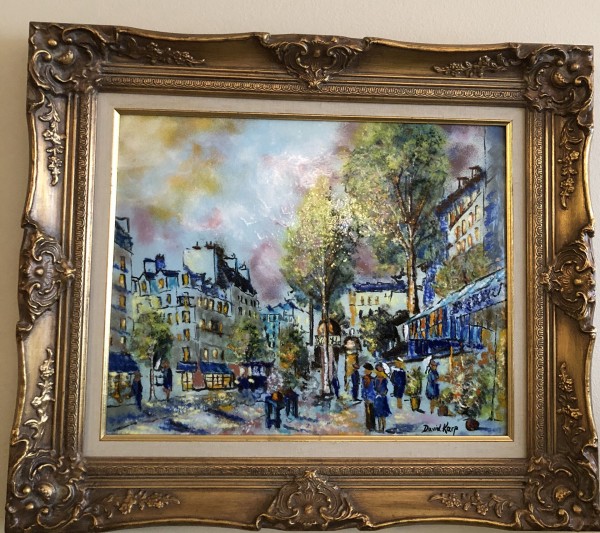 "Street Scene" Original Enamel on Copper by Max Karp