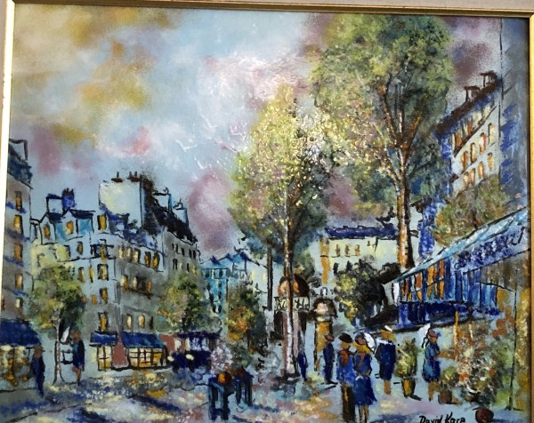 "Street Scene" Original Enamel on Copper by Max Karp
