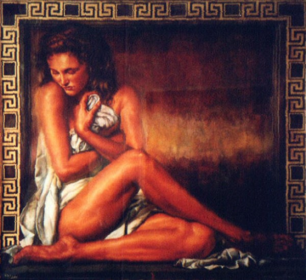 "Girl With Greek Key" Serigraph by Tomasz Rut