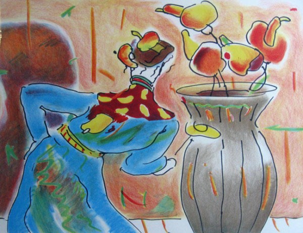 "Robed Man and Vase" Lithograph on Arches by Peter Max