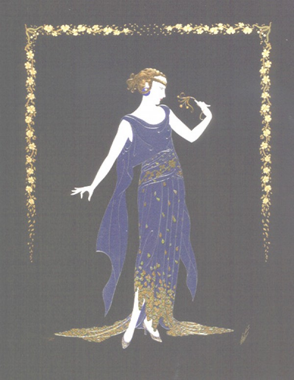 "Flower Petal Gown" Embossed Serigraph with Foil Stamping by Erte