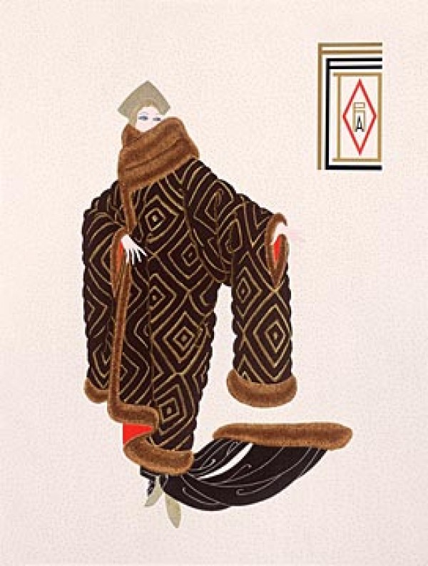 "Fedora Fur" Estate-Signed Embossed Serigraph with Foil Stamping by Erte