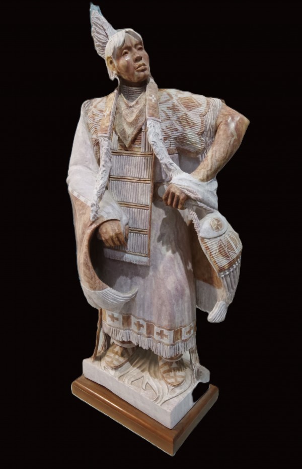 "Untitled"Indigenous figure Original Alabaster Sculpture by Alvin Marshall