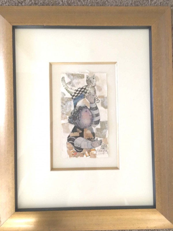 "Le Chat De Paris" Original Mixed Media Collage by Graciela Rodo Boulanger