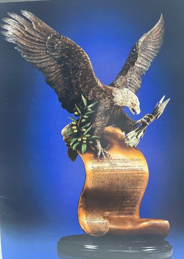 "The American Patriot" Bronze Sculpture with Gold by Lorenzo Ghiglieri  WANTED BY DIVA ART GROUP