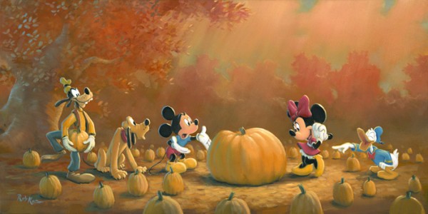 "Picking The Perfect Pumpkin" Hand-Embellished Giclee/Canvas by Rob Kaz