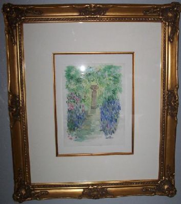 "Springtime Flowers" Framed Original Watercolor by Lelia Pissarro
