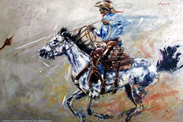 "Lefty" Giclee/Paper Hand-Embellished with Metal by Michael Bryan