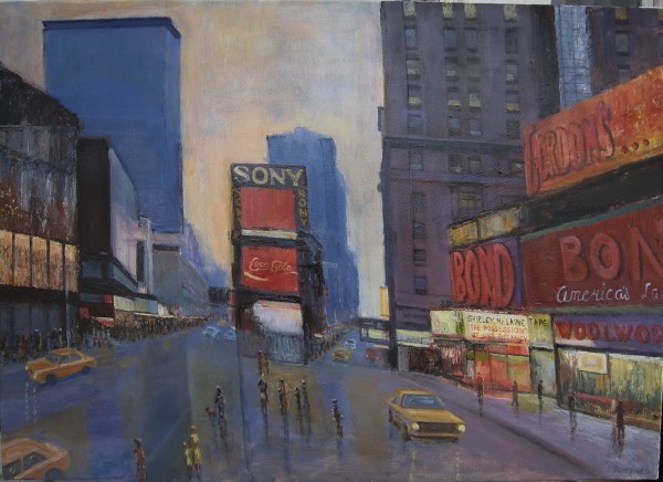 Time Square NYC 80's Original Acrylic painting on Canvas by Slobodan Paunovic