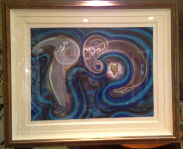 "Oraculo"  Framed  Unique  Multi-Media Work on Paper by Orlando, A.B.