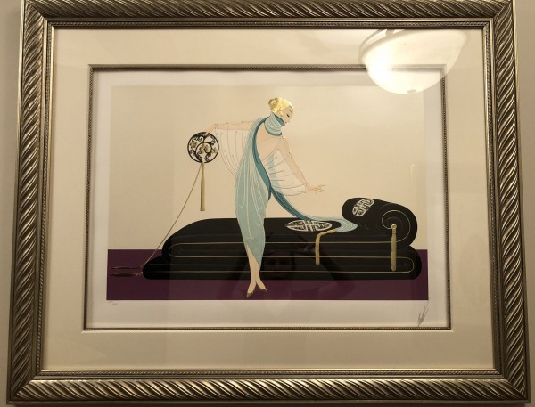 "The Salon" Embossed Serigraph with Foil Stamping by Erte