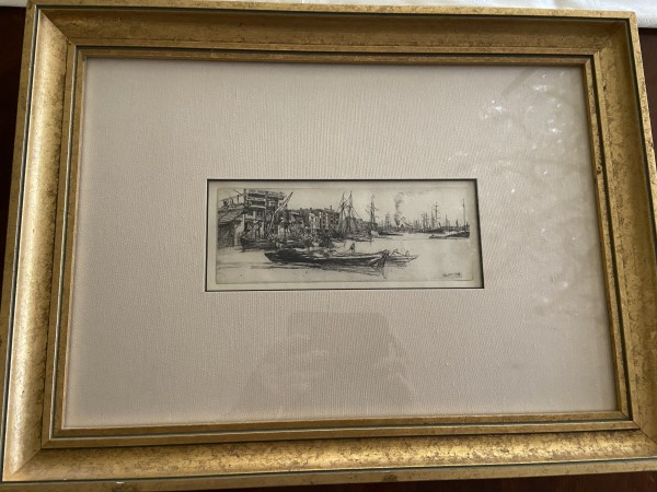 "Thames Warehouses" Etching by James Abbott McNeill Whistler